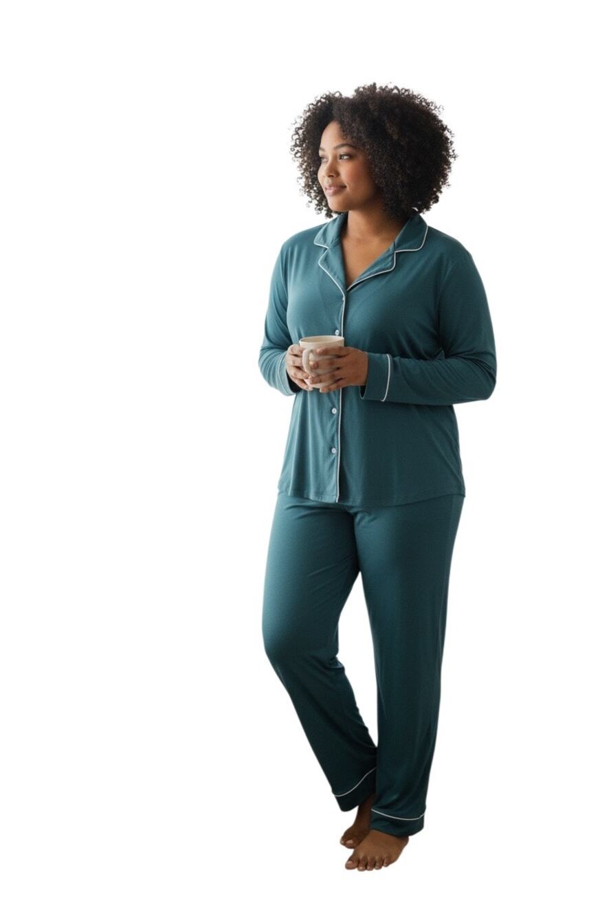 Nottibianche Classic Blue Cotton Long sleeve Notch Collar pajama set size XL